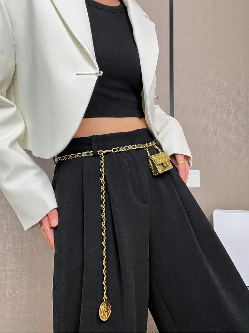 Luxury Gold Chain Waist Belt Mini Bag Charm